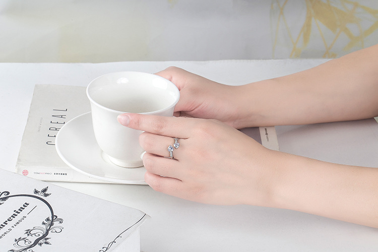 Double Heart Zircon Open Ring For Women Sterling Silver Style_voghion.com