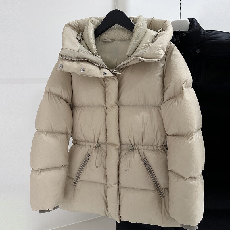 [Extra Thick and Extremely Warm] City Night Song Mk Same Style Ishani-Sw90 White Duck down Thickened Waist-Cinching down Jacket