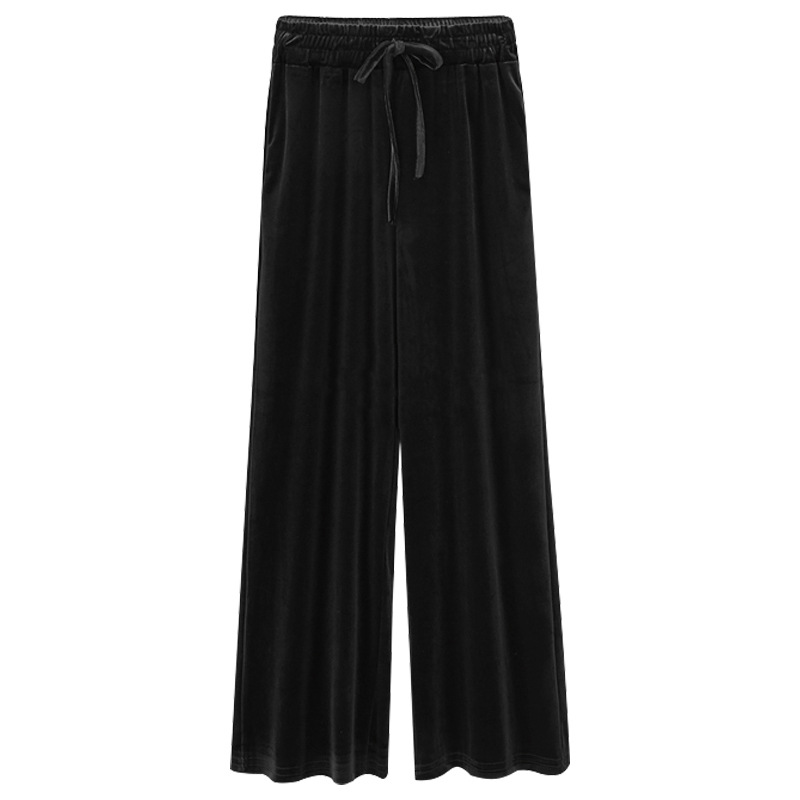 Pantalones de pierna ancha de terciopelo dorado pantalones transfronterizos de mujer sueltos más el tamaño de cintura alta Pantalones de mujer adelgazantes pantalones casuales para niñas regordetas de 200kg image 8