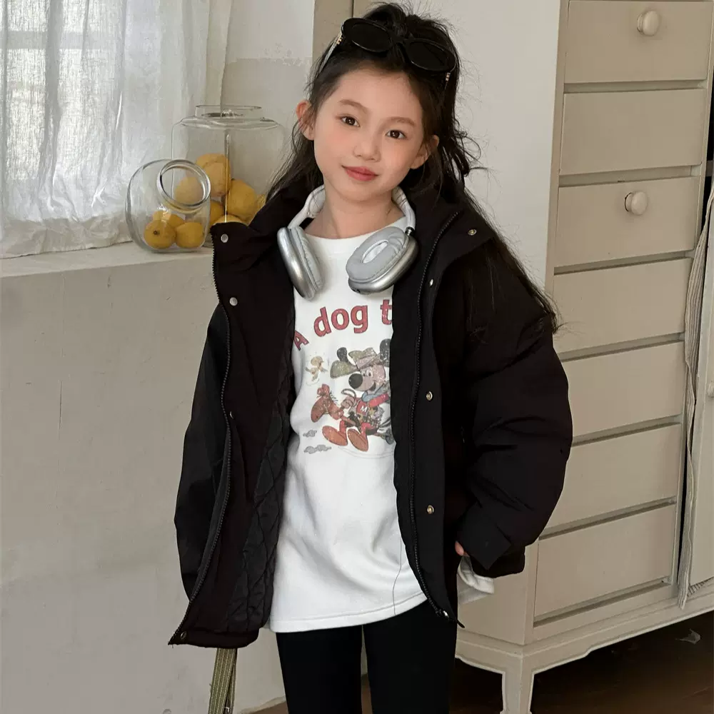 花与寻童装女童夹棉外套冬季儿童冲锋衣2024新款痞帅男孩加厚棉服