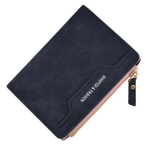 Women's Wallet Short Handle Coin Purse Student Style Korean Fashion Sanding Mini Leather Zipper Pocketless Wallet