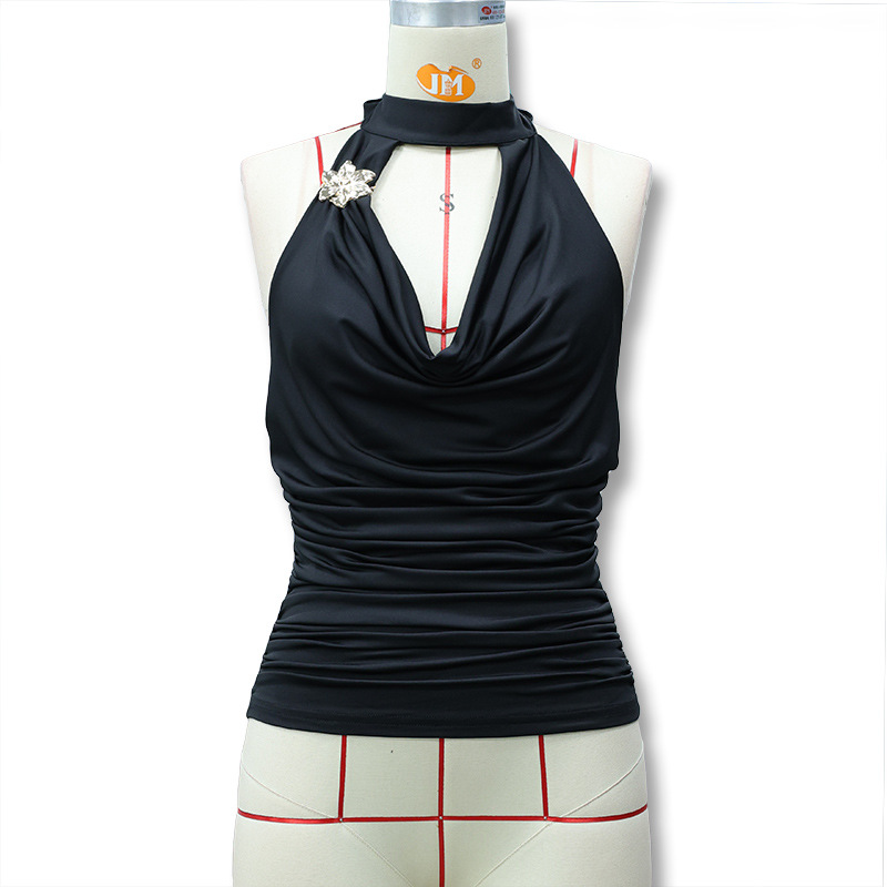 Transfronterizo Amazon 2026 primavera y verano nuevo temperamento europeo y americano de mujer cuello de color sólido correa de espalda delgada chaleco pequeño image 7