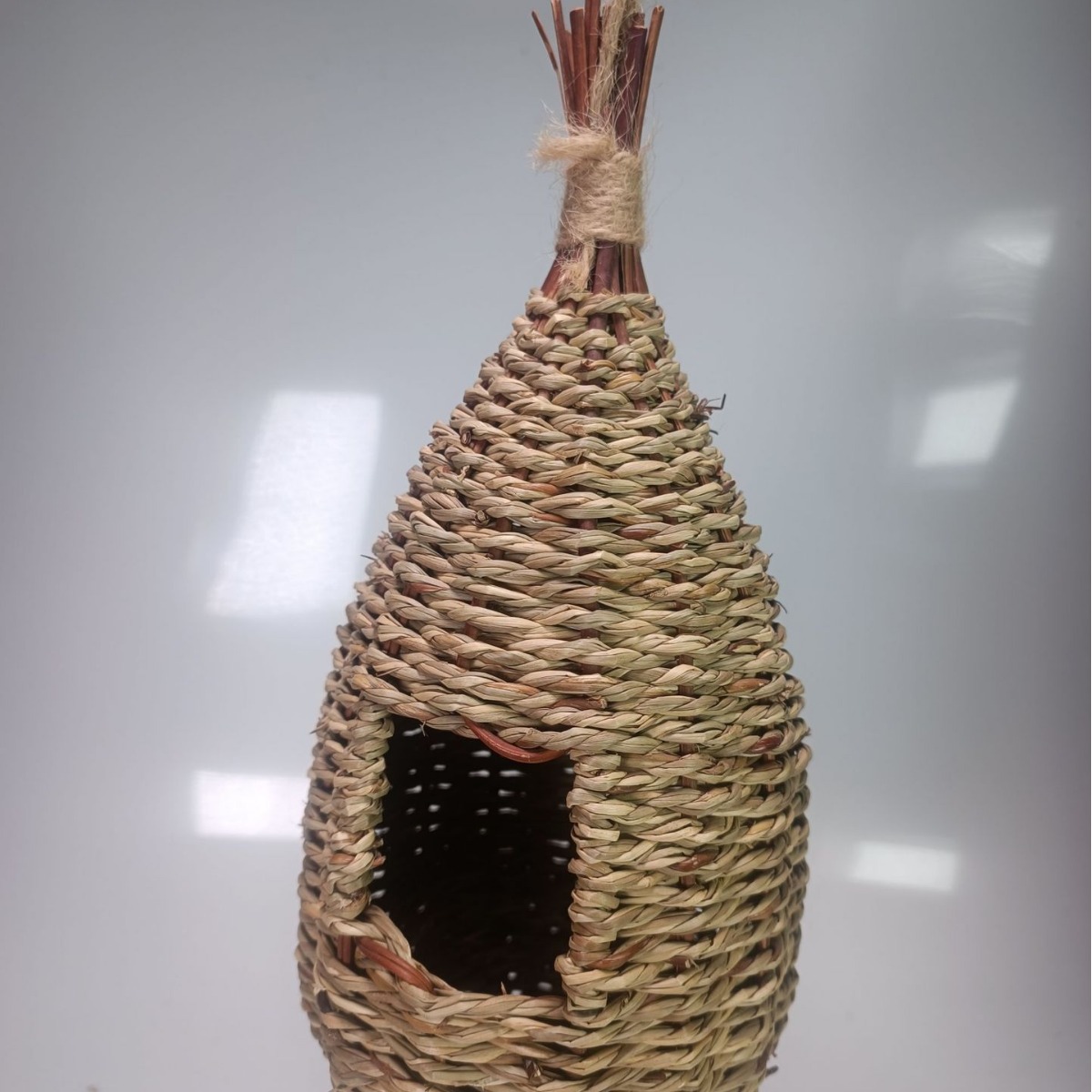 Venta al por mayor de fábrica, tapete creativo hecho a mano con forma de corazón de mango, cuerda de paja trenzada, calabaza, nido de pájaro, decoración de jardín, patio de flores
