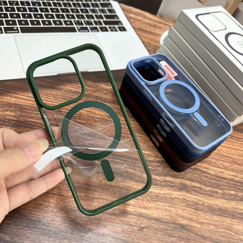 肤感磁吸壳适用iPhone17手机壳亚克力iphone16防摔15硬壳软边批发|undefined