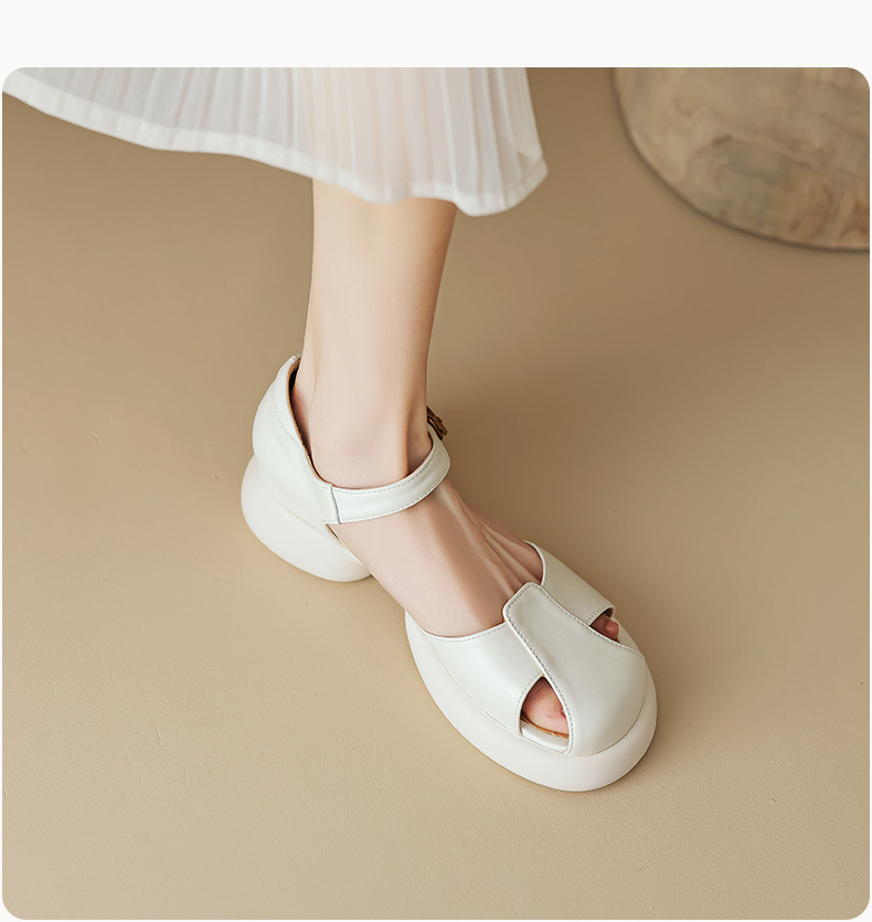 Sandal nữ quai ngang đế dày gót thô phong cách thể thao — Màu vàng ngỗng chi tiết 8