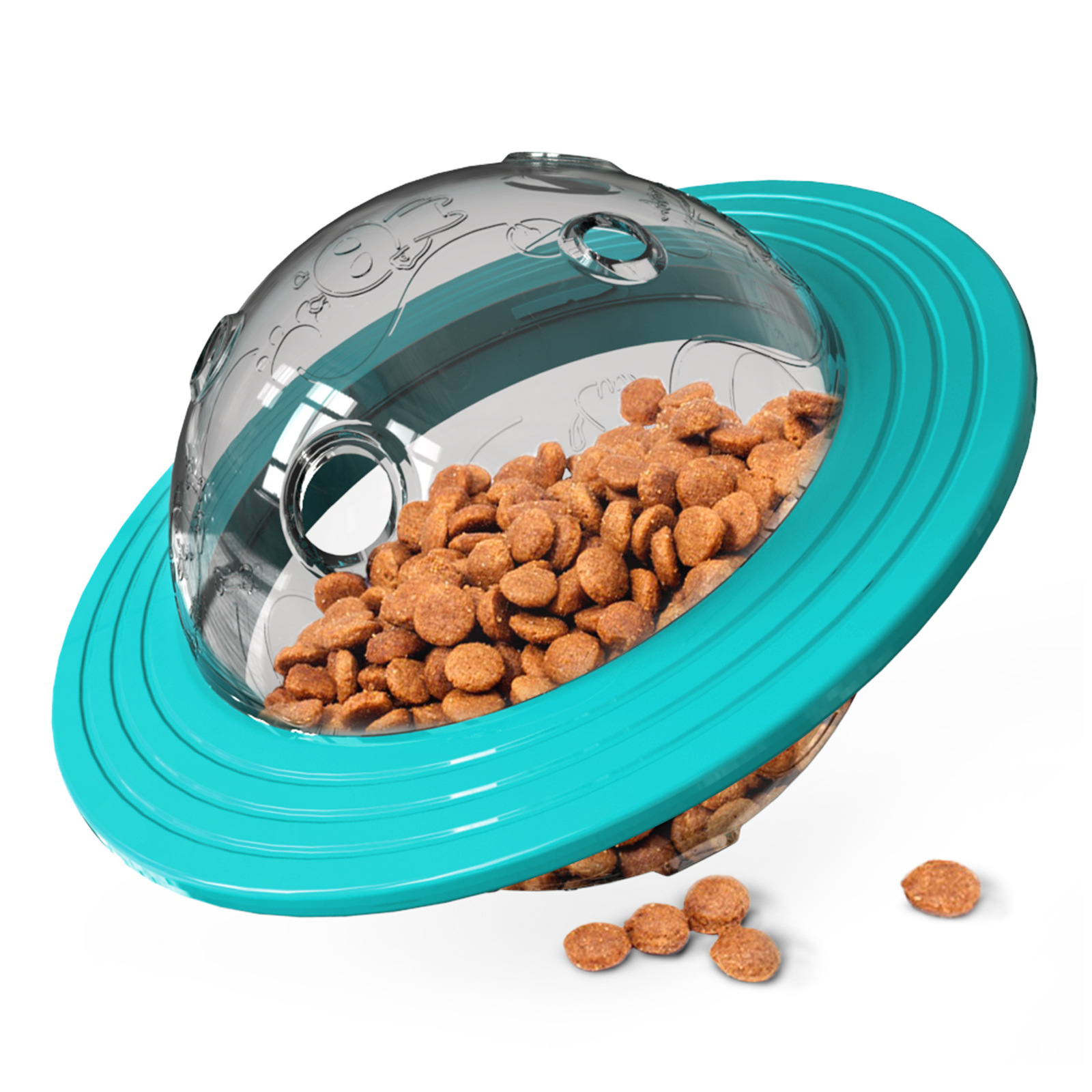Juguete Rompecabezas para Perros con Dispensador de Comida, Resistente a Mordidas, Platillo Volador, Transfronterizo