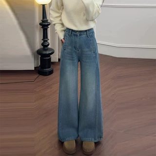 美式复古阔腿牛仔裤女2026春季新款高腰宽松显瘦垂感百搭直筒裤子