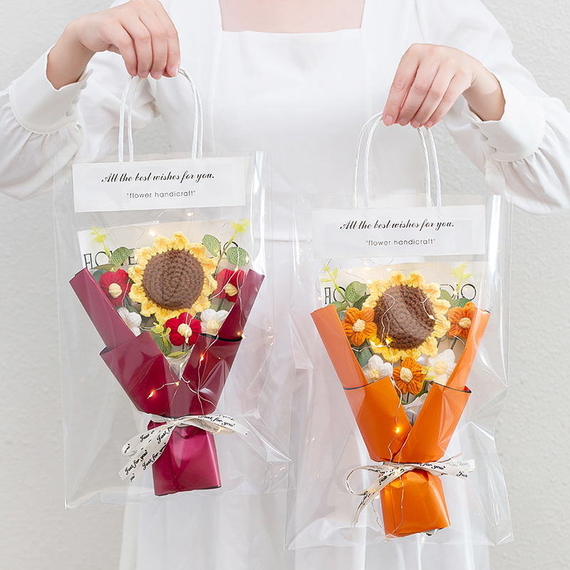 Creative finished product sunflower handmade knitted yarn bouquet birthday gift for teacher friend kindergarten Christmas