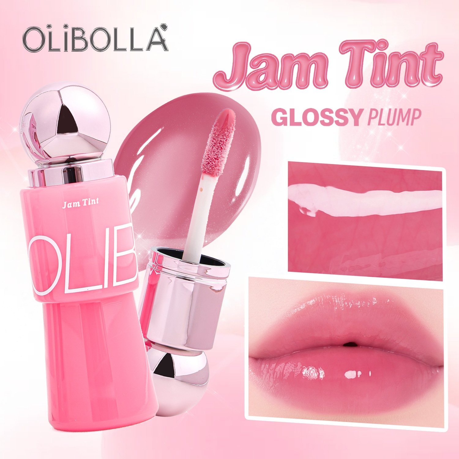 Cross-Border Exclusive Supply of Olibolla Jam Lip Gloss, Mirror-Like Water-Gloss Lip Gloss, Moisturizing and Lip-Plumping, In-Stock Makeup, Hot-Selling