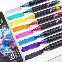 クロスボーダーBrush8色金属カラーソフトヘッド毛筆フラッシュ流砂学生絵画書道筆蝶秀麗筆