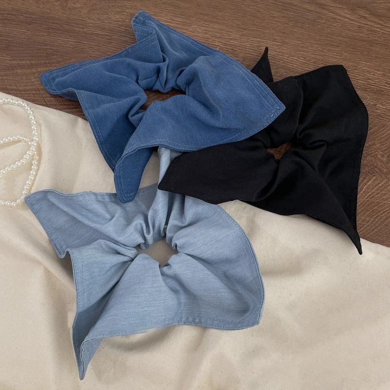 Alta sensación jeans azul intestino anillo de cabello feminino sen cuadrado toallas cuadradas cuerdas de cabello atadas cuerdas de cabello adornamientos de cabello