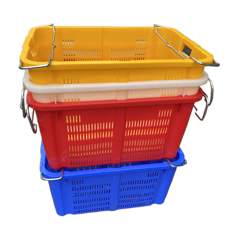 供应江西赣州带铁耳的水果箩筐 加厚塑料菜筐 蔬菜食品周转配送框