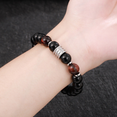 Manufacturer wholesale tiger eye obsidian bead bracelet men's  new European and American style cat's eye stone jewelry