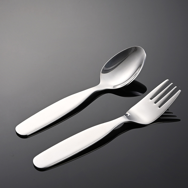 En 316 stainless steel children's square handle tableware creative spoon fork baby small spoon small fork training feeding complementary food