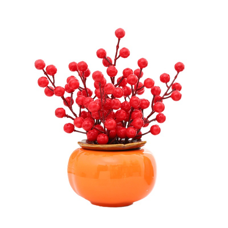 2024 decoración de Año Nuevo pequeño Fu cubo caqui Ruyi decoración de frutas rojas Año Nuevo Fortuna fruta dragón año primavera Festival decoración suministros