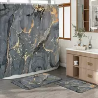 Shower curtain, marble polyester, waterproof and breathable, light thin fabric, multiple sizes