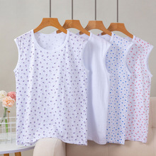 中老年人妈妈宽松打底无袖宽肩背心女夏季薄款纯棉老人老太太汗衫