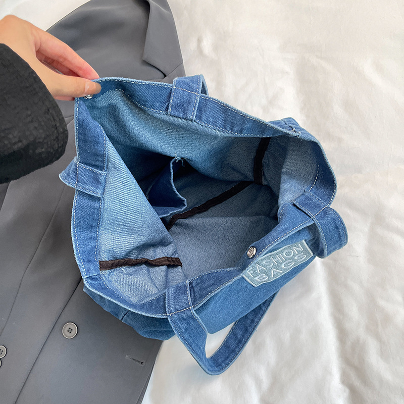Women's washed denim shoulder bag 2024 new season versatile college high school backpack_voghion.com
