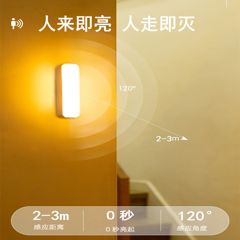 櫥櫃燈智能人體感應磁吸led充電床頭臥室嬰兒專用小夜燈跨境light
