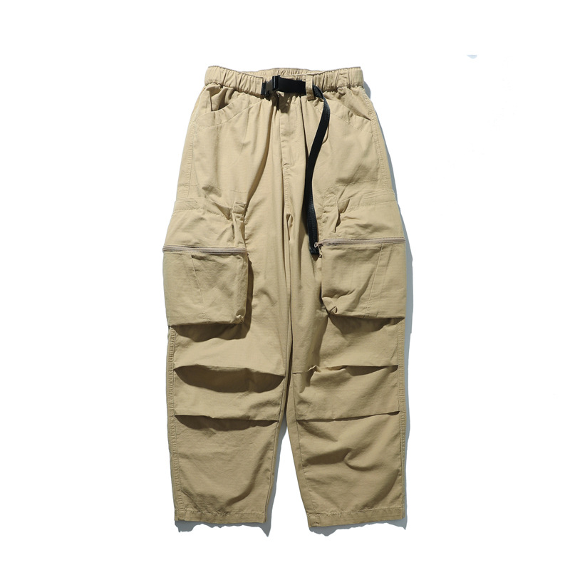 Pantaloni cargo uomo taglio dritto oversize stile casual streetwear_voghion.com
