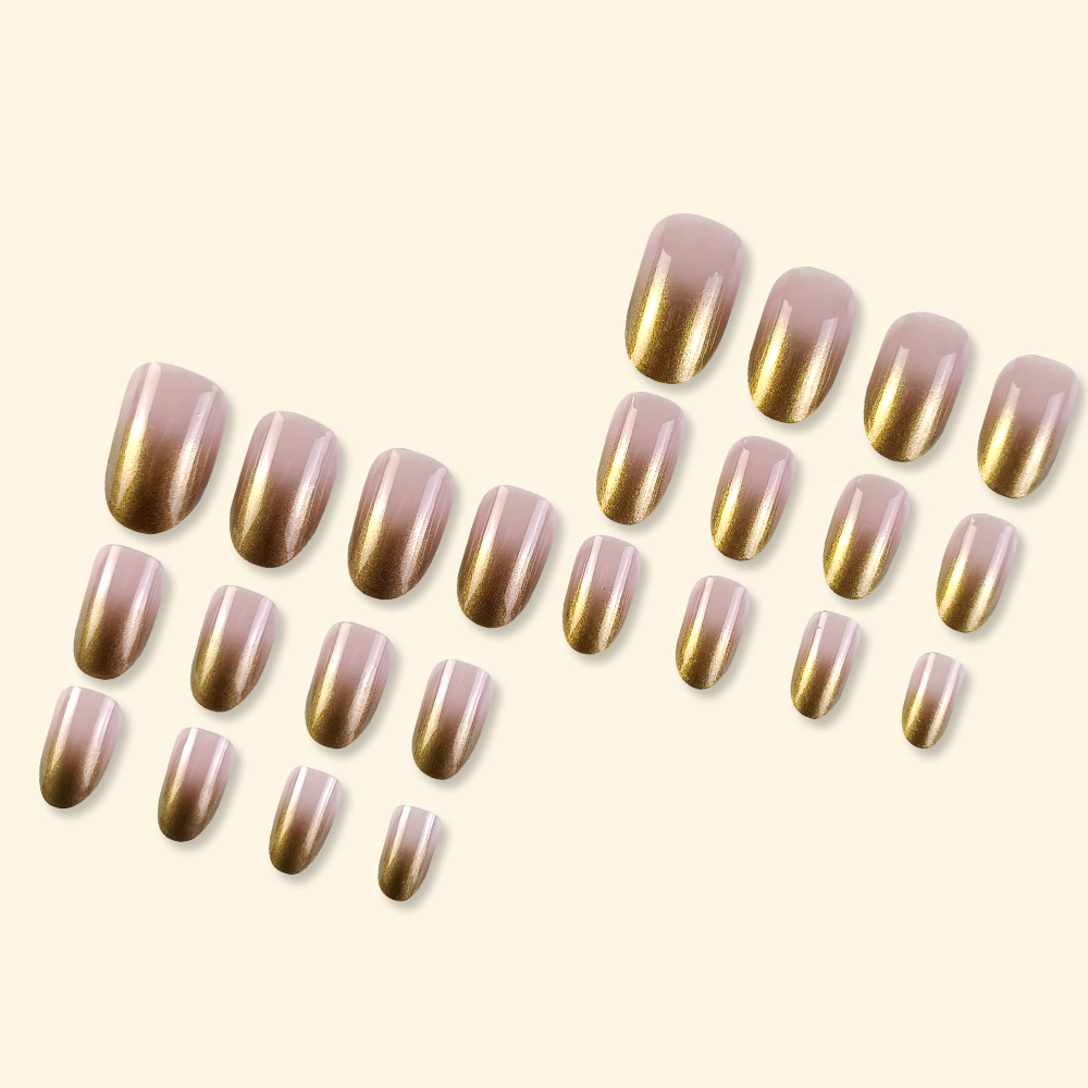 Transfronterizo Retro Flash Gradient Wear Uña 24 piezas Mellard temperamento blanqueador de uñas falsas suministro directo image 5
