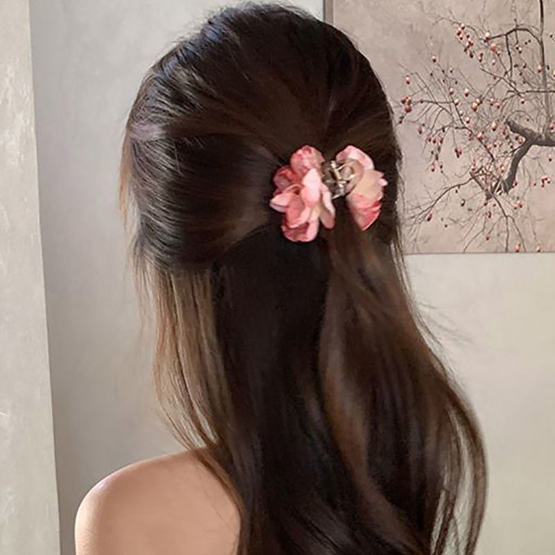 超仙仿真玫瑰花发夹后脑勺气质低马尾百合花朵抓夹氛围感百搭发饰|undefined