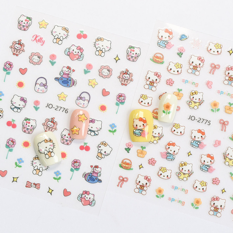 キティ猫ネイルアートステッカーかわいい漫画ハローキティ超薄型粘着裏地付き子供の楽しい diy パターンネイルステッカー|undefined