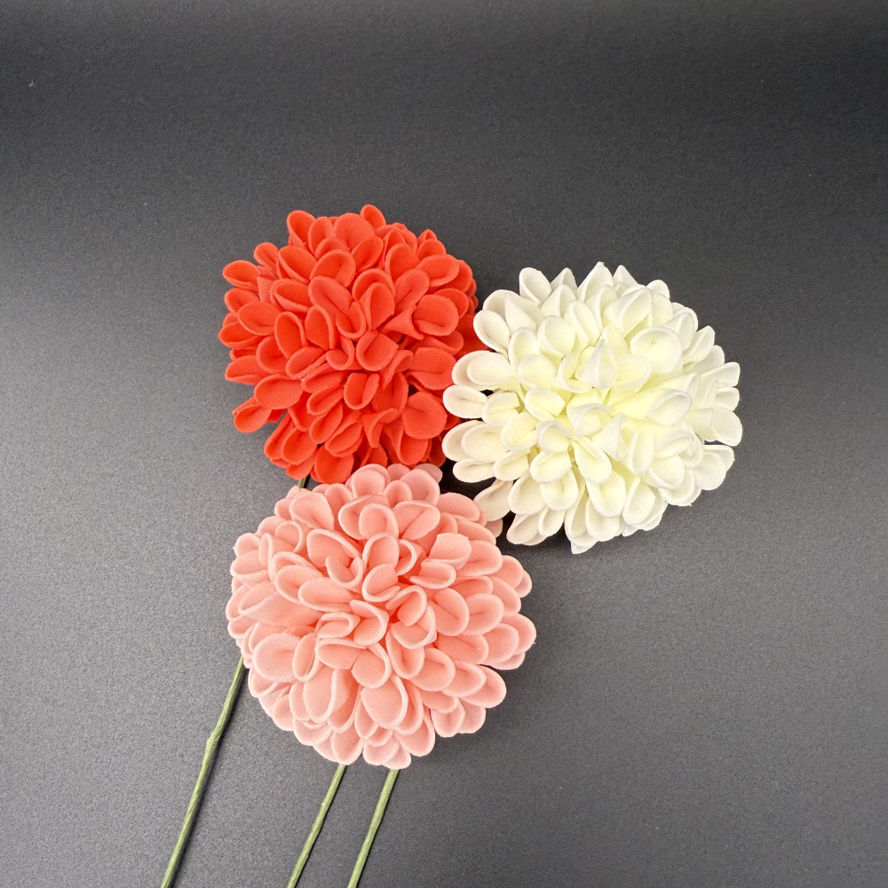 Manufacturer Pe Foam Dahlia 8cm with Stem Artificial Ball Flower Home Decoration Flower Arrangement