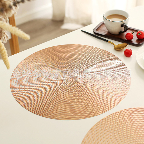 Round Dining Table Mat, Instagram Style, Nordic Design, Rotating Fireworks Pattern, Hollowed-Out PVC Table Mat, Simple & Luxurious, Western-Style Placemat, Heat-Resistant Mat