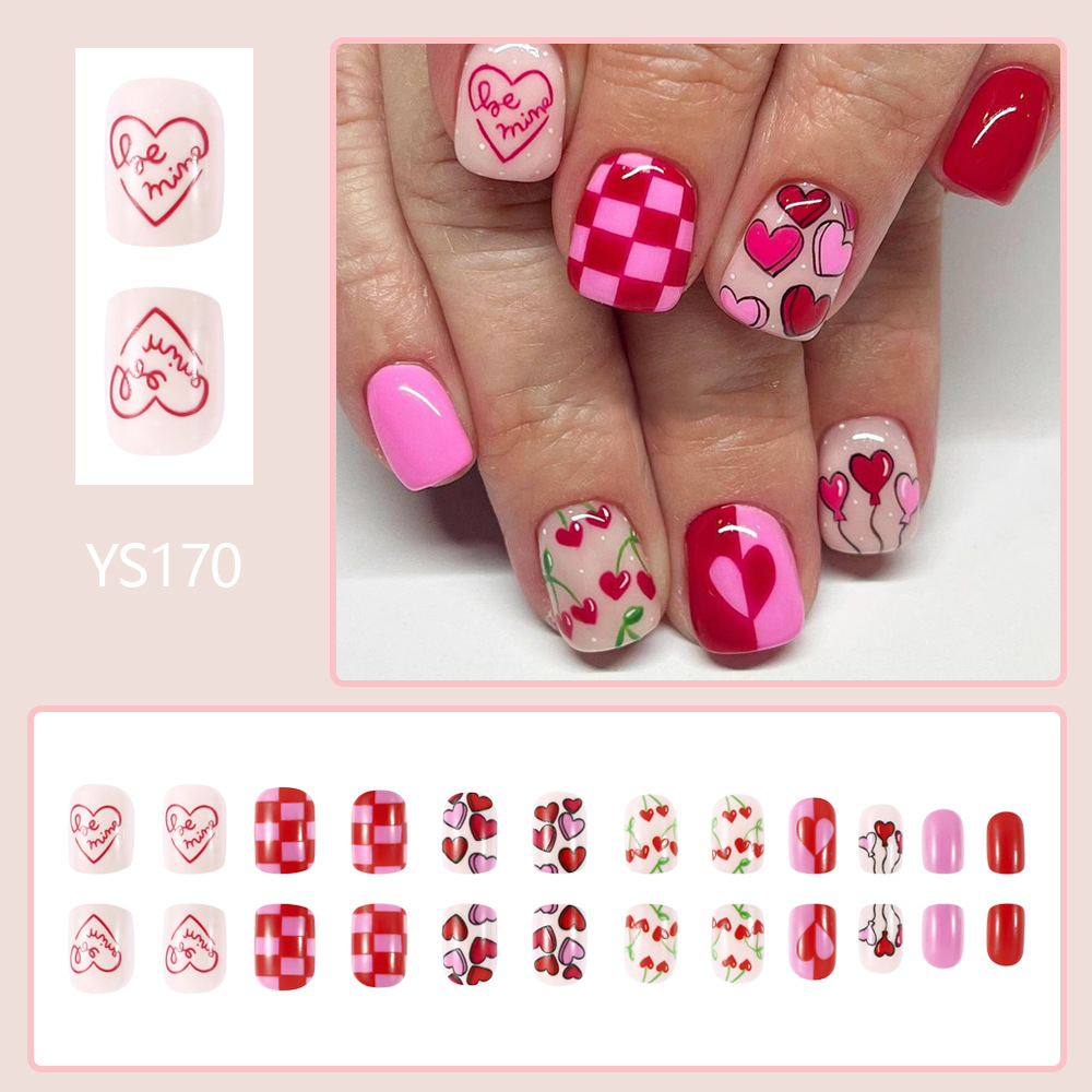 14g Weight press-on nails Nail Supplies Plastic Material Letter, Cherry, Heart Shape Pattern Letter Cherry Heart Shape Plastic Press-on Nails 1