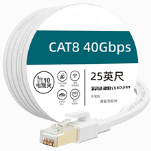 跨境新品八类网线RJ45无氧铜屏蔽双绞线CAT8高速成品网络线扁线