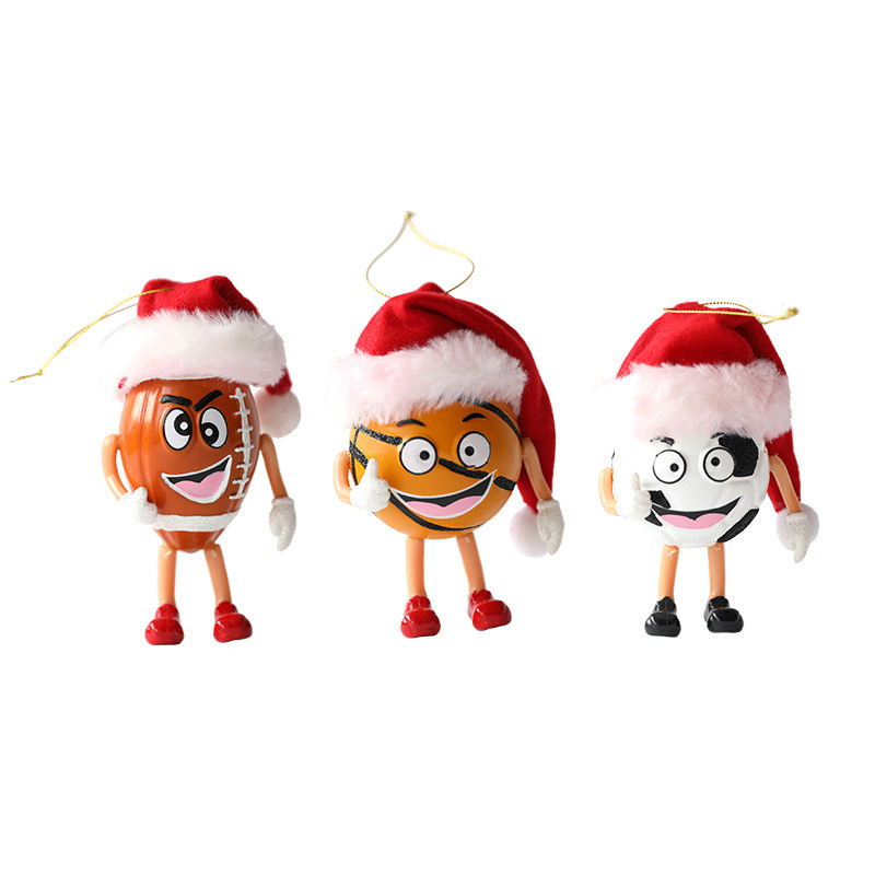新しいクリエイティブペンダントバスケットボールサッカーラグビーファニーエクスプレッションクリスマスツリー装飾クリスマスギフトペンダント|undefined