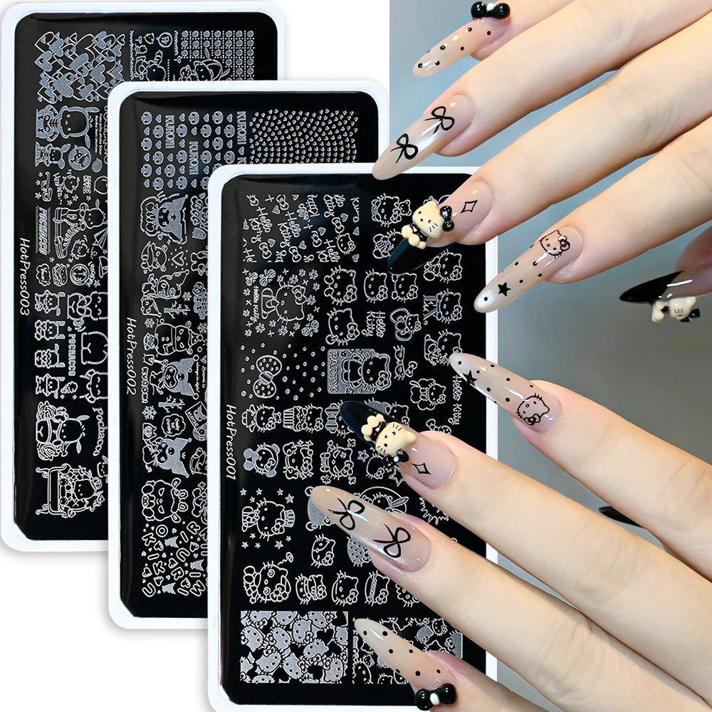 Cross-Border Big-Name Hello Kitty Pattern Nail Art Printing Steel Plate Stainless Steel Cartoon Cute Kt Cat Nail Art Transfer Steel Plate