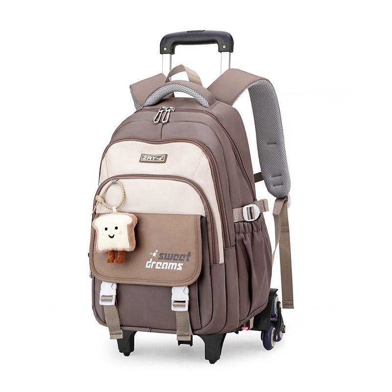 Mochila escolar de varilla de tracción para niños de escuela primaria para niñas seis ruedas pueden subir escaleras 2 - 6 grados 5 gran capacidad de doble uso impermeable para reducir la carga 12