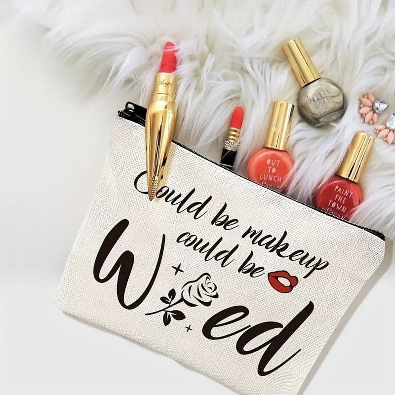 Cross-border Temu Carta Popular decoración Lino impresión a doble cara bolsa de cosméticos bolsa de almacenamiento bolsa de cremallera multifuncional de las mujeres
