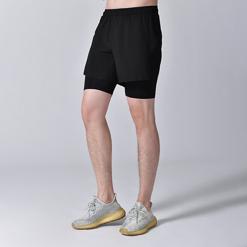 Lifestyle Men's Marathon Basketball Fitness Sweat-Wicking Quick-Drying Shorts Double Layer Pajama Style Elastic Pockets Sports Pants