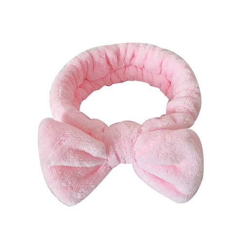 Korean Version Solid Color Butterfly Ending Headband Face Mask Headwear Flannel Brushing Headband Female Hair Accessory Factory Wholesale