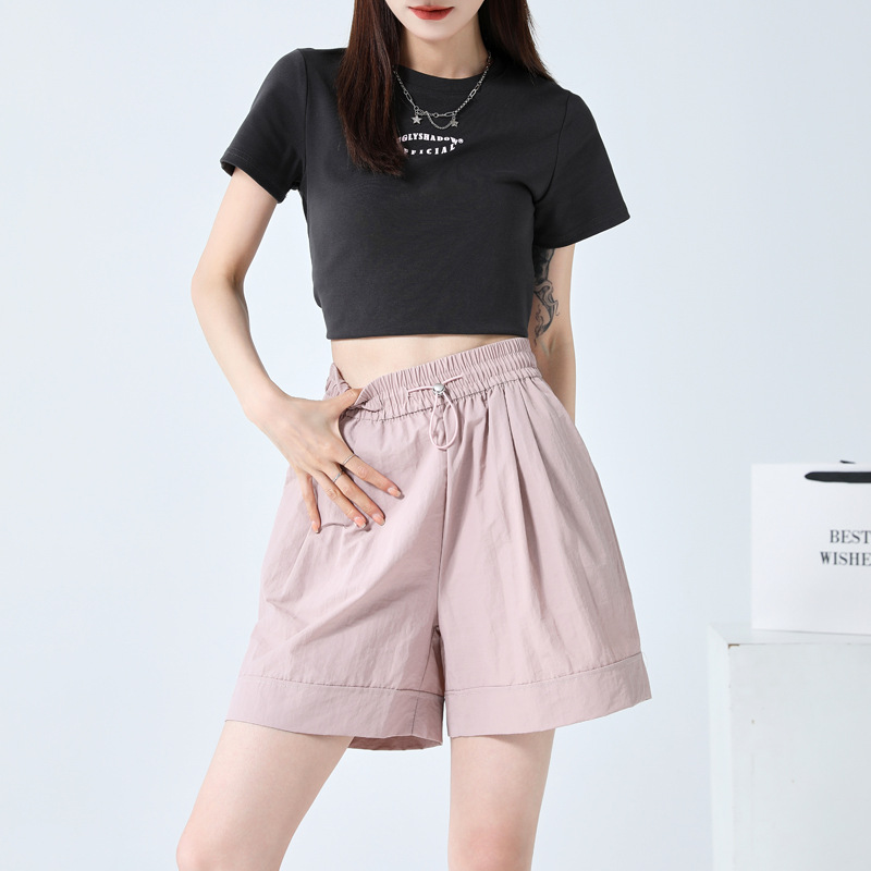 Quick-drying Casual Shorts 2024 Summer New Overalls High Waist Loose Three-point Wide-leg Pants All-match Street Trendy