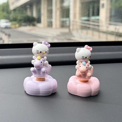 Creative and cute rotating Hello Car ornaments - rotating-kt-cat-pinkpurple-with-adhesive