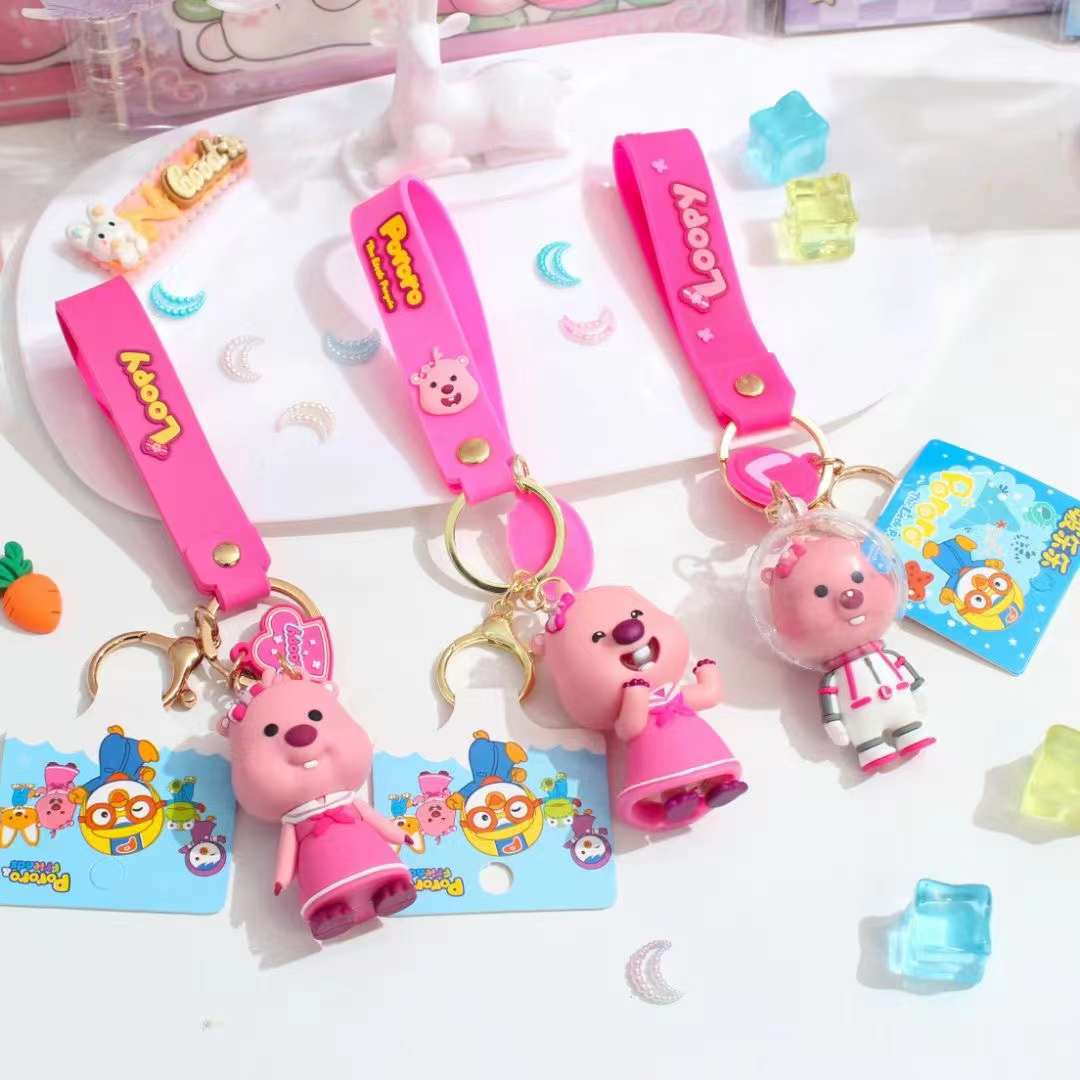 Genuine Lele series keychain Ruby pink cute bag mobile phone PVC key doll pendant