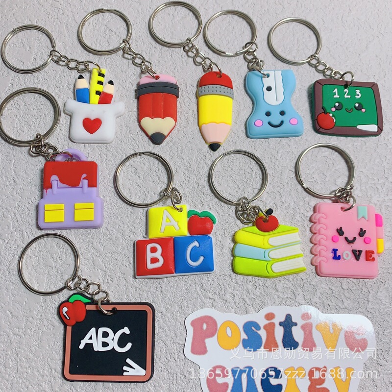 Creative PVC soft rubber keychain cartoon gift diy pendant simulation stationery pencil peripheral keychain accessories