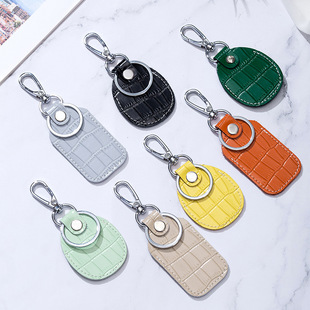 Genuine Leather Keychain Creative Mini Rectangular Drop-Shaped Protective Cover Access Card Holder Guitar Pick Cover Wholesale