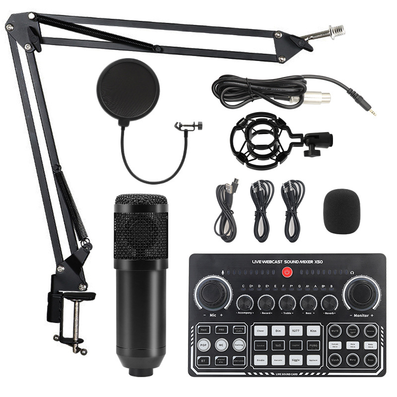 Micrófono BM800 con tarjeta de sonido V8S | Set completo para grabación, streaming y podcast