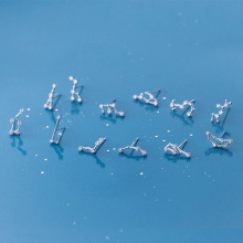 方行s925纯银耳钉女韩版小清新镶钻十二星座耳钉甜美幸运时尚耳饰