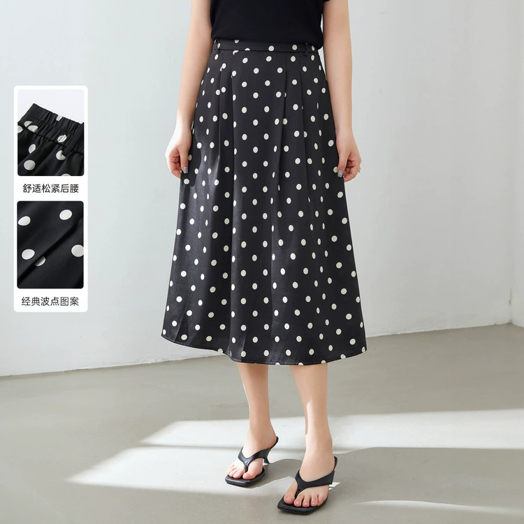 Полноцветное шоу большого размера женская ретро-гавань, волнистая точка дикая, тонкая юбка, толстая юбка mm2024 летняя новая