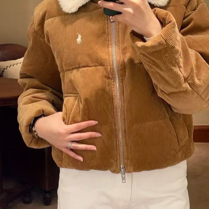 Original Original Label Can Be Scanned Rl Pony Label Autumn and Winter New Maillard Style High Waist Corduroy down Jacket Original Original Label Can Be Scanned Rl Pony Label Autumn and Winter New Maillard Style High Waist Corduroy down Jacket
