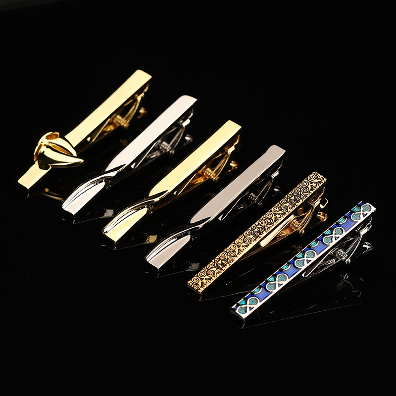 New Tie Clip Men's High-End Clip Silver Simple Formal Business Wedding Tie Pin Twisted Face Tie Clip
