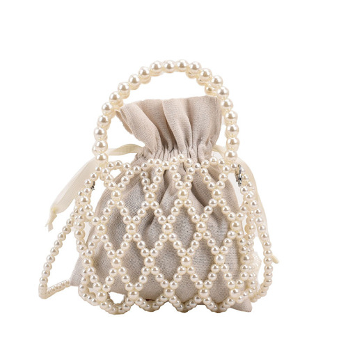 Little girl fashion handbag retro princess woven pearl crossbody bag  new style girls wear accessories bag