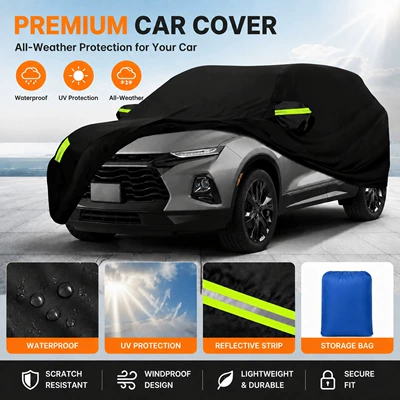 Car Cover Oxford Aluminum Film Sun Protection Waterproof Heat Insulation Rain Cover Thickened Anti-Uv Car Sunshade Full Car Cover