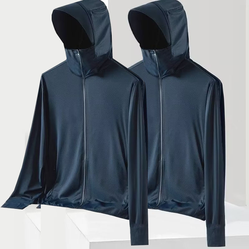 日焼け止め服ゆるい通気カーディガン空調シャツメッシュ夏速乾コート氷糸薄いカップル男性つば長袖|undefined